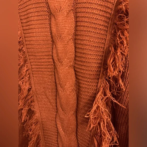 NWT Chunky Knit Turtle Neck fringe Sweater Dress - Picture 4 of 8